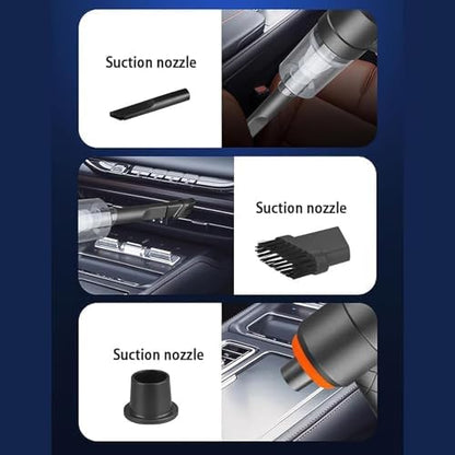 3 in 1 Portable Car Vacuum Cleaner with Blower | USB Rechargeable Wireless Handheld Car Vacuum Cleaner Traveling, Camping Reusable,Portable,Rechargeable
