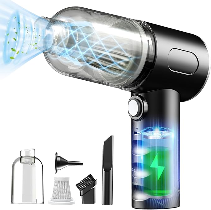 3 in 1 Portable Car Vacuum Cleaner with Blower | USB Rechargeable Wireless Handheld Car Vacuum Cleaner Traveling, Camping Reusable,Portable,Rechargeable