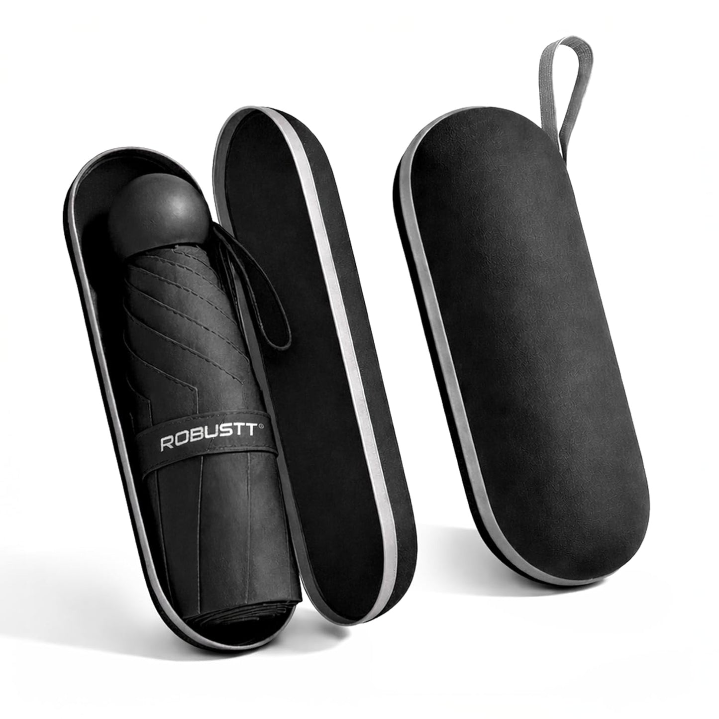 Mini Foldable Travel Umbrella | Black |UPF 50+ UV & Rain Protection | 3 Fold Compact | for Women, Men & Kids | Windproof, Waterproof, Pocket-Size with Storage Case