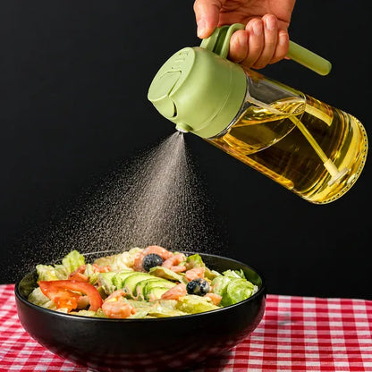 2-in-1 Oil Dispenser & Sprayer Bottle for Kitchen – Leakproof Glass Oil Spray Bottle for Cooking, Baking & BBQ